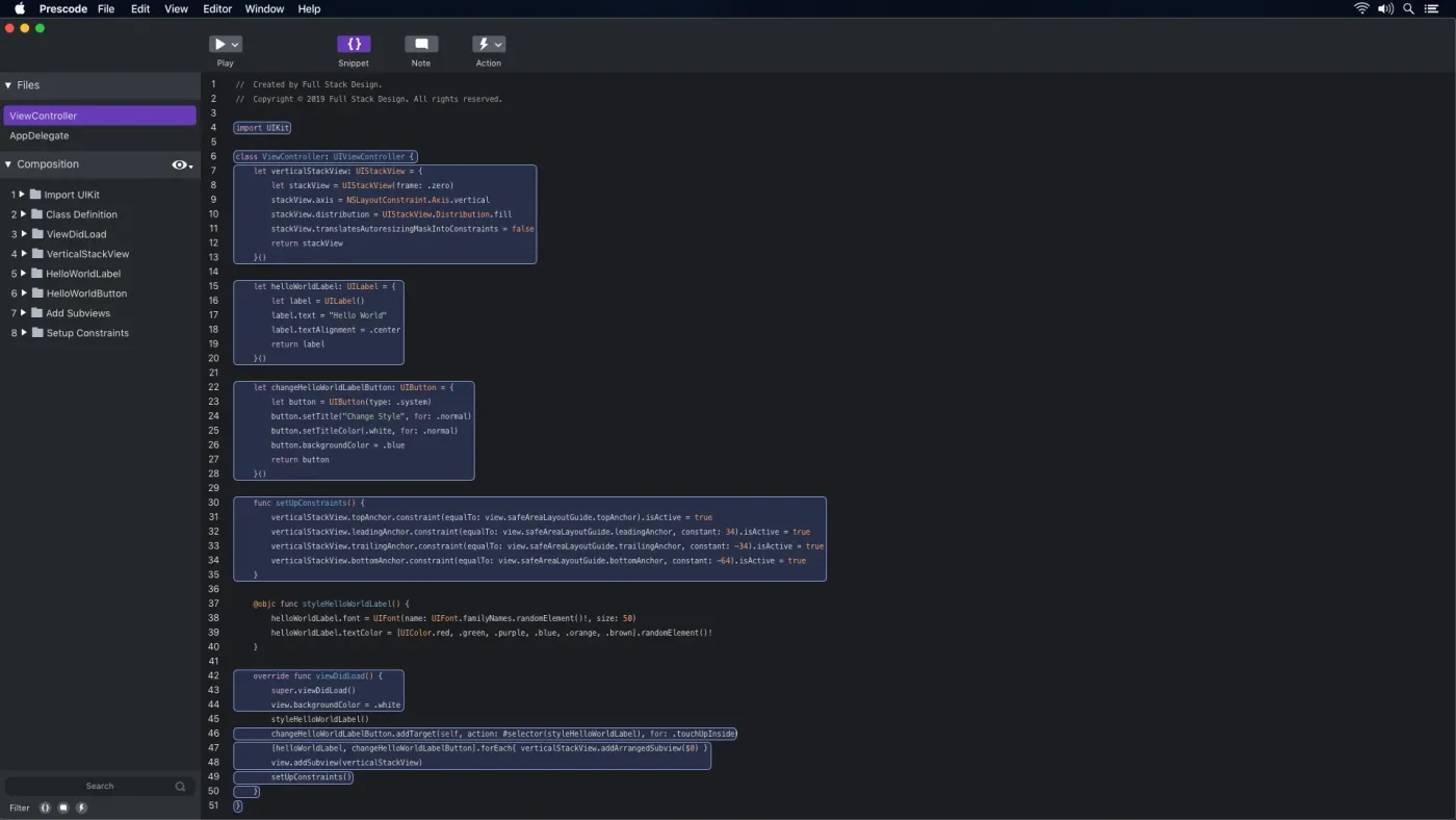High-fidelity design of Prescodes snippet system and UI.