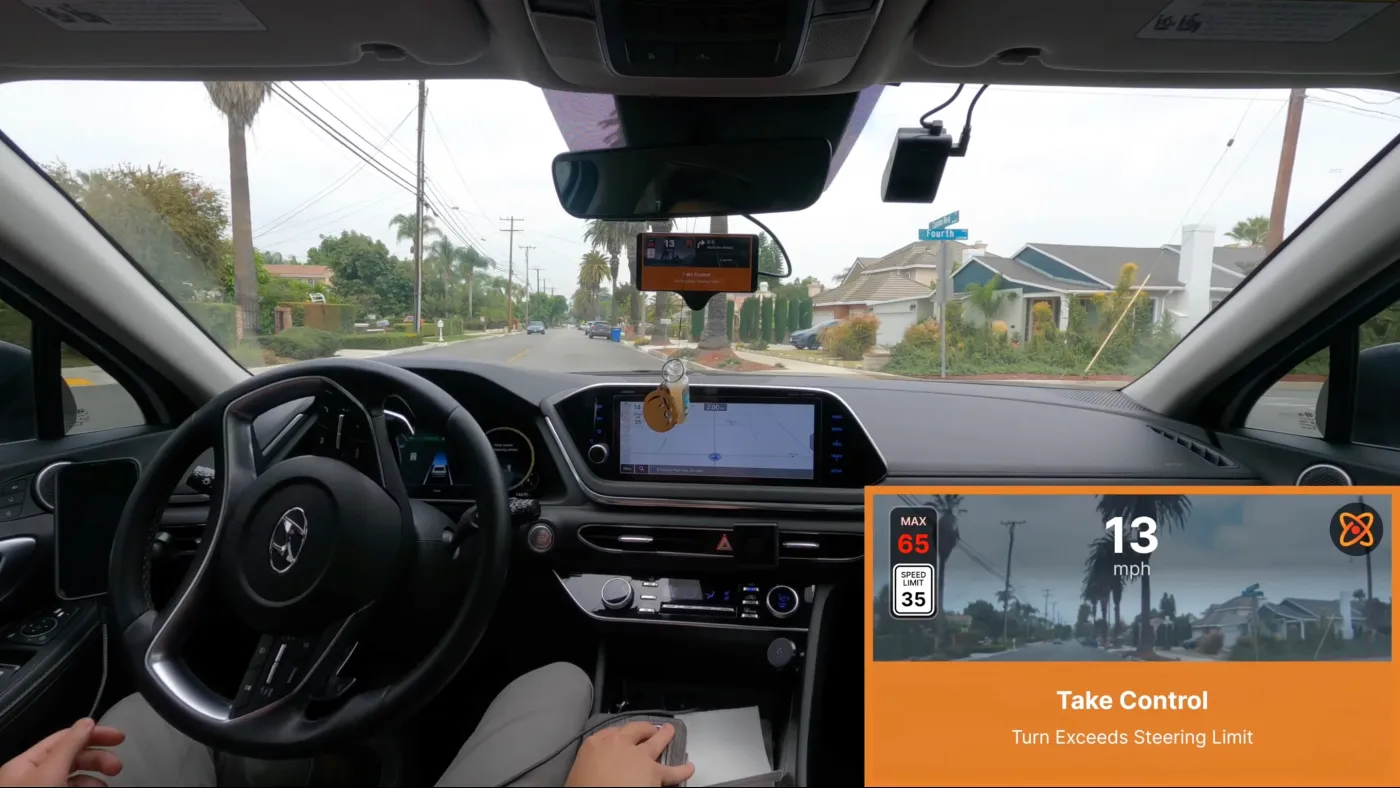 Video timestamp(12:45-12:52) shows openpilot warning the driver that the turn exceeds the steering torque which up until the warning, openpilot did not communicate the potential disengagement to the driver.